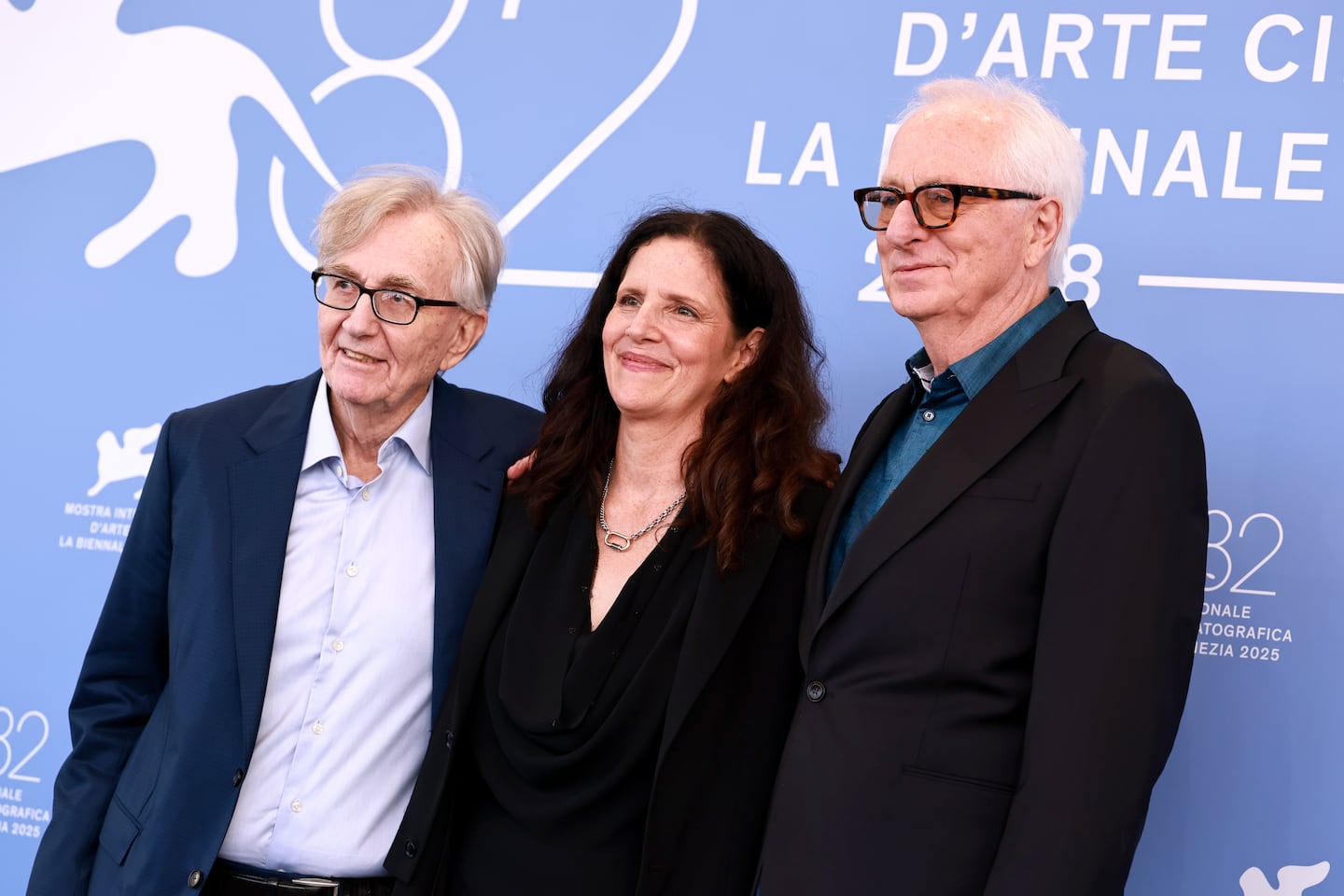 From left: Film subject Seymour M. Hersh and co-directors Laura Poitras and Mark Obenhaus attend the 