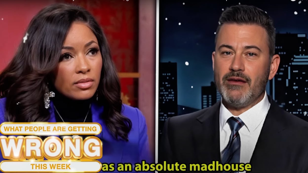AI-generated Jasmine Crockett and Jimmy Kimmel video still