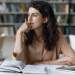 woman studying and trying to remember information