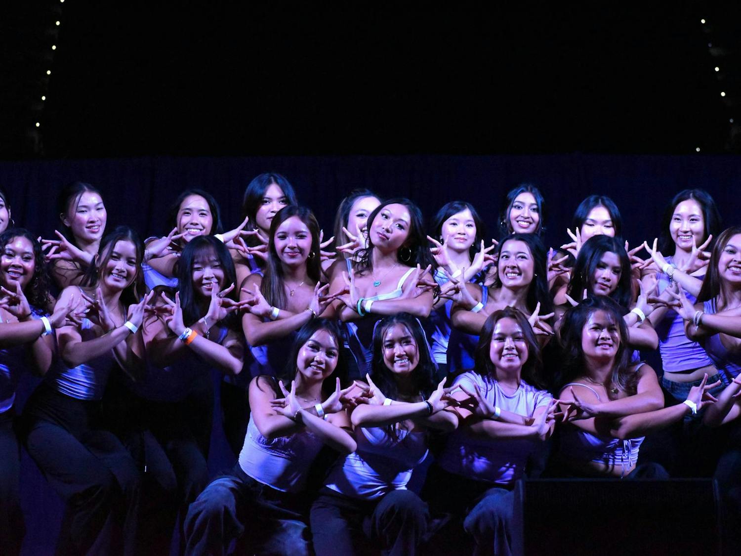 Dancers from aKDPhi at the AASA 2026: KAIROS show at the O'Connell Center pose after their performance Saturday, Aug. 29, 2026 in Gainesville, Fla.