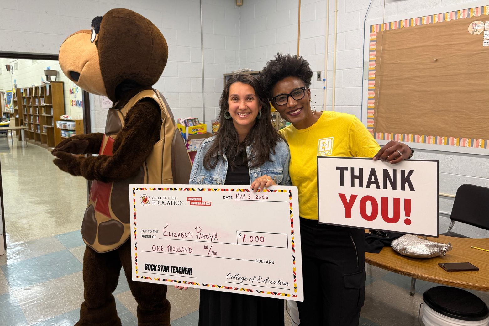 Elizabeth Pandya, an English Language Development teacher at Templeton Elementary, got a surprise from UMD for Teacher Appreciation Week.