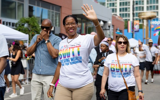 City Treasurer Melissa Conyears-Ervin marches in the annual Chicago Pride Parade on June 29, 2025, in Lakeview. (Brian Cassella/Chicago Tribune)