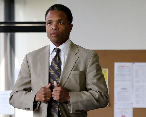 Jesse Jackson Jr. arrives at the Daley Center courthouse, April 28, 2017. (Antonio Perez/Chicago Tribune)