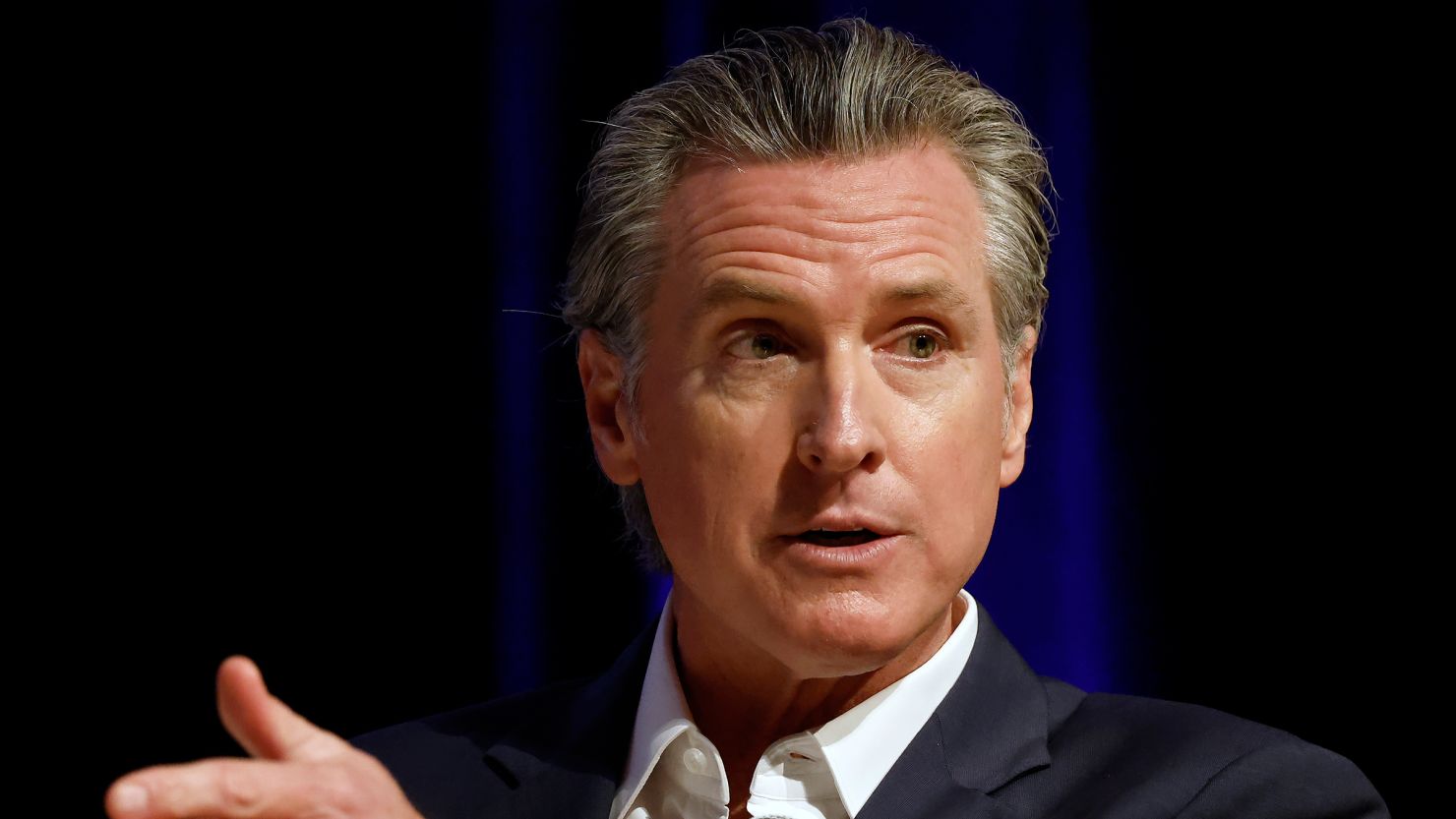 California Governor Gavin Newsom speaks at East Los Angeles College on February 26 in Monterey Park, California. 