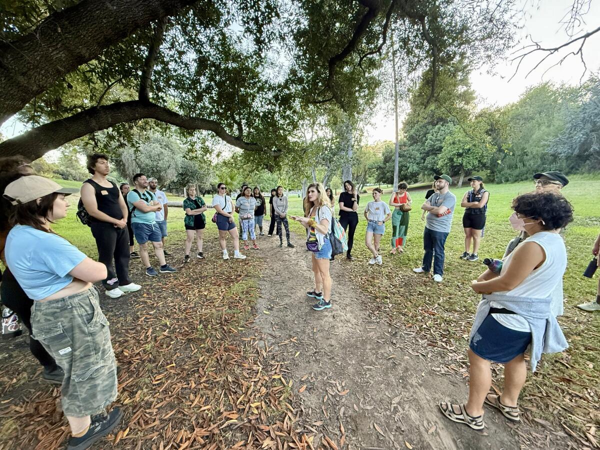Hikers learn about their local ecosystem on a previous hike with environmental educator Jason Wise and others.