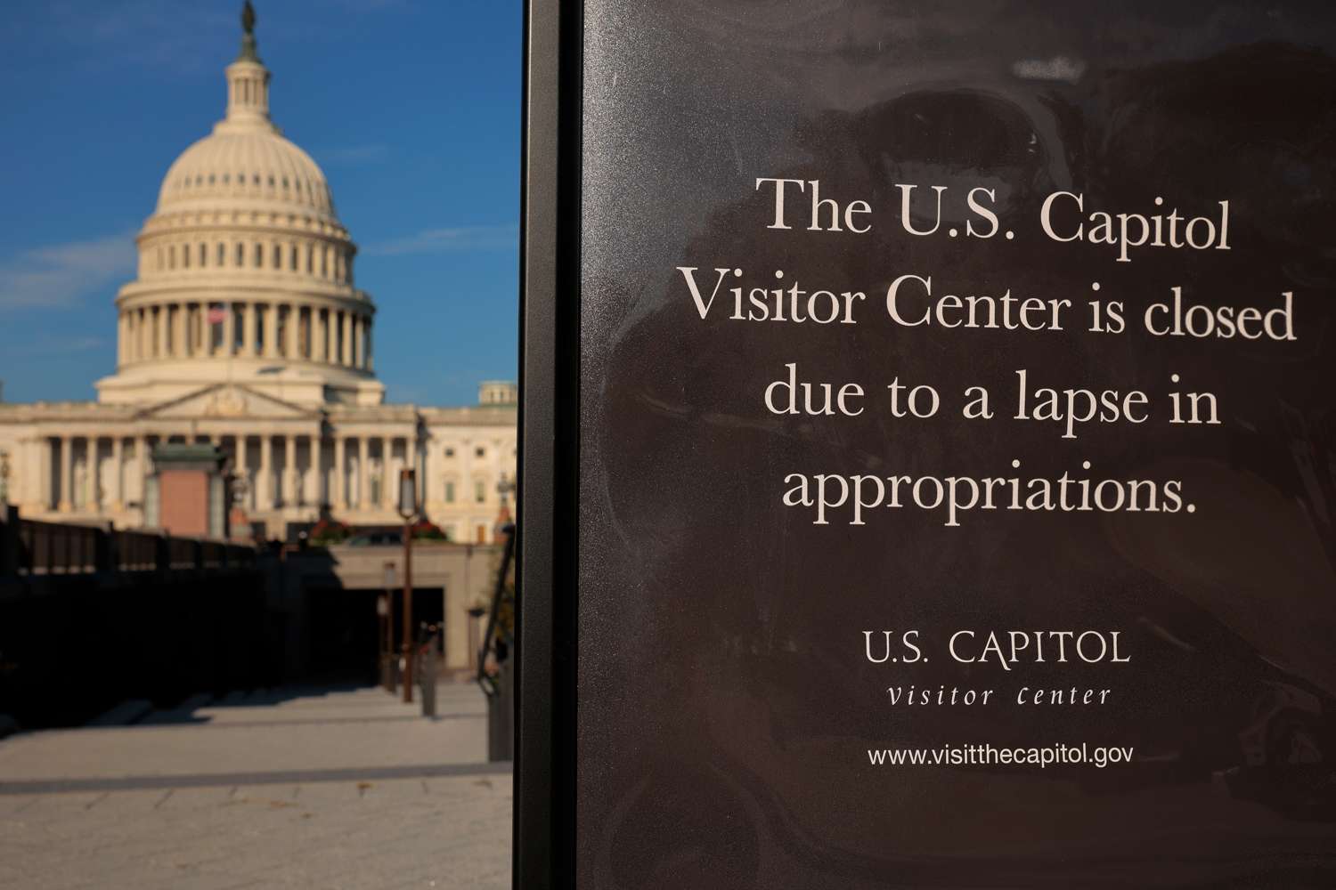 The U.S. Capitol Visitors Center is closed to visitors during the federal government shut down on October 01, 2025 in Washington, DC. The government shut down early Wednesday after Congress failed to reach a funding deal.