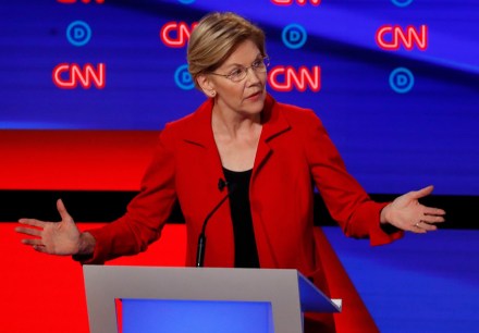 Sen. Elizabeth Warren, D-Mass., participates in the first of two Democratic presidential primary debates hosted by CNN, in the Fox Theatre in Detroit Election 2020 Debate, Detroit, USA - 30 Jul 2019