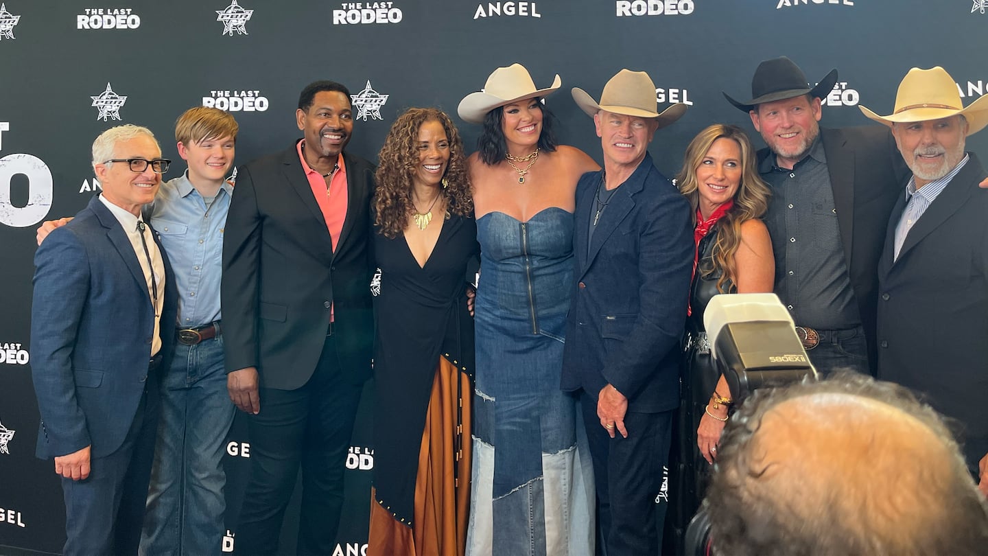 The stars, producers, and director of "The Last Rodeo" posed with family members at the film