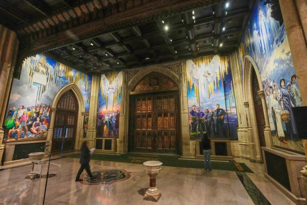 A 25-foot-high mural by artist Adam Cvijanovic, the largest artwork ever commissioned for St. Patrick