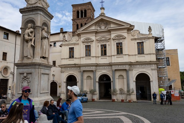 The Basilica of St. Bartholomew is located on Tiber Island in Rome, May 17, 2025. Originally founded by Holy Roman Emperor Otto III in 998, St. Bartholomew is the titular church of Cardinal Blase Cupich following Cardinal Francis George before him. (Brian Cassella/Chicago Tribune)