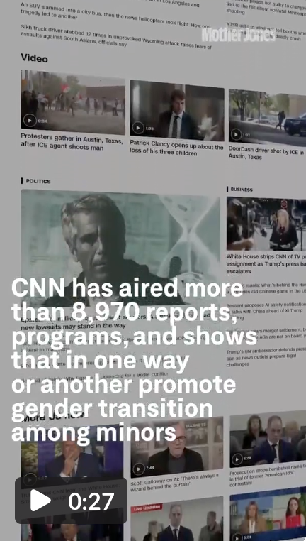A screenshot from the Russian deepfake video purporting to be from Mother Jones.