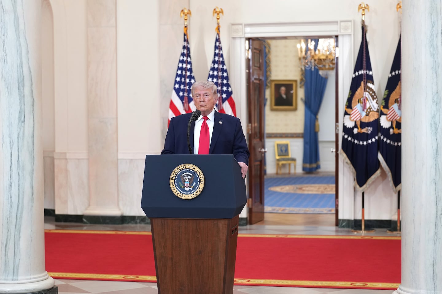 President Trump addressed the nation from the White House in Washington, on Wednesda.